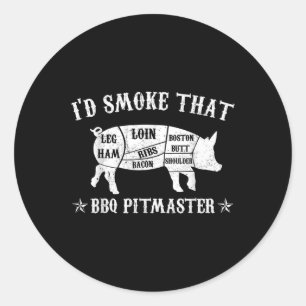 Id Smok, dass T Shirt Pig Pitmaster Funny Grillen Runder Aufkleber