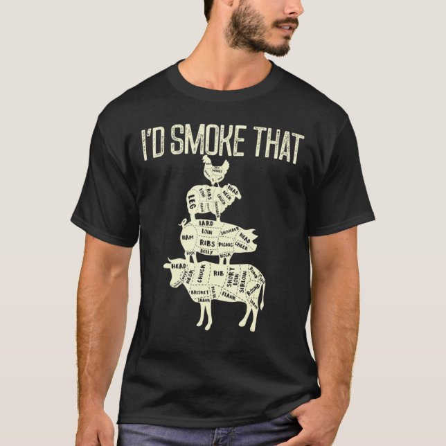 Id Smoke, dass Rindfleisch Hühnerbutcher schneiden T-Shirt (Vorderseite)