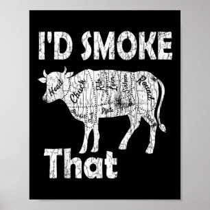 Id Smoke, diese lustige Barbeque Grillgegrillte Gr Poster