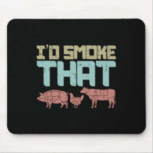Id Smoke Pork Chicken Beef Funny Grillen Barbecue Mousepad