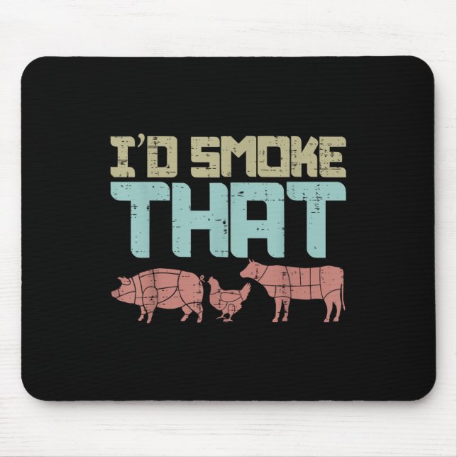 Id Smoke Pork Chicken Beef Funny Grillen Barbecue  Mousepad (Vorne)
