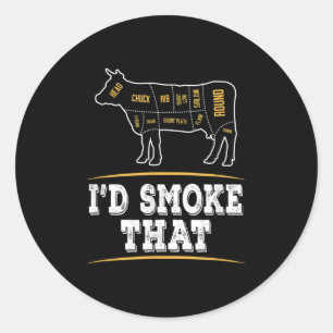 Id Smoke That Cow - Funny Grillen Lover Geschenk Runder Aufkleber