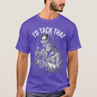 Idackhat Lustiger Skelett-Schweißer Halloween-Schw T-Shirt