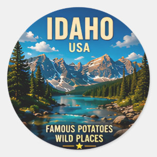 Idaho Alpine Wilderness Reiseziel 🟡 Runder Aufkleber