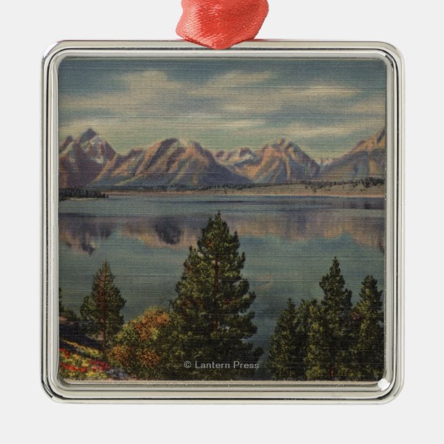 Idaho - Ansicht der Teton Strecke u. des Jackson Silbernes Ornament (Vorne)