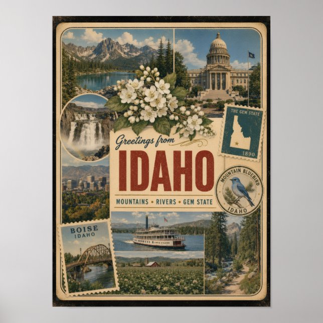 Idaho Authentischer Vintage-Stil Poster (Vorne)