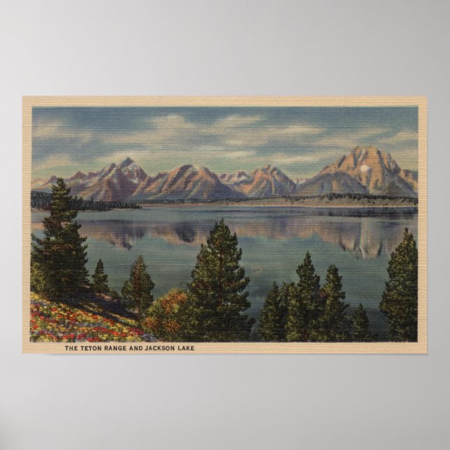Idaho - Blick auf die Teton Range & Jackson Lake Poster (Vorne)
