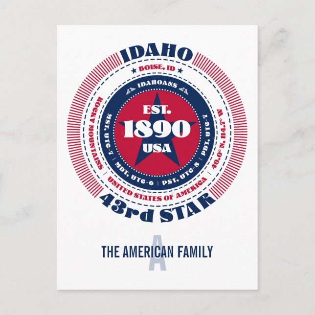 Idaho, Boise, ID, Patriotic, Monogramm Postkarte (Vorderseite)