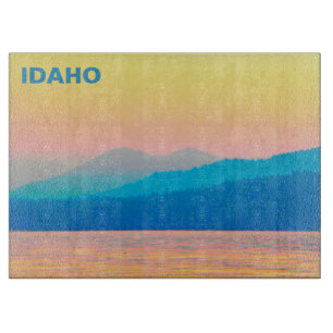 Idaho - Cyan und Lachs Sunset Schneidebrett