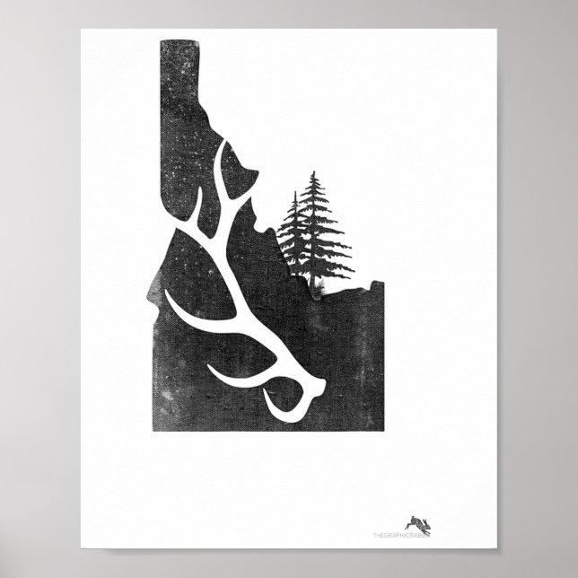 Idaho-Elchjäger mit abgefallenem Geweih  Poster (Vorne)