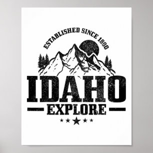 Idaho Est. 1890 Vintage Berge Outdoor USA Souvenir Poster