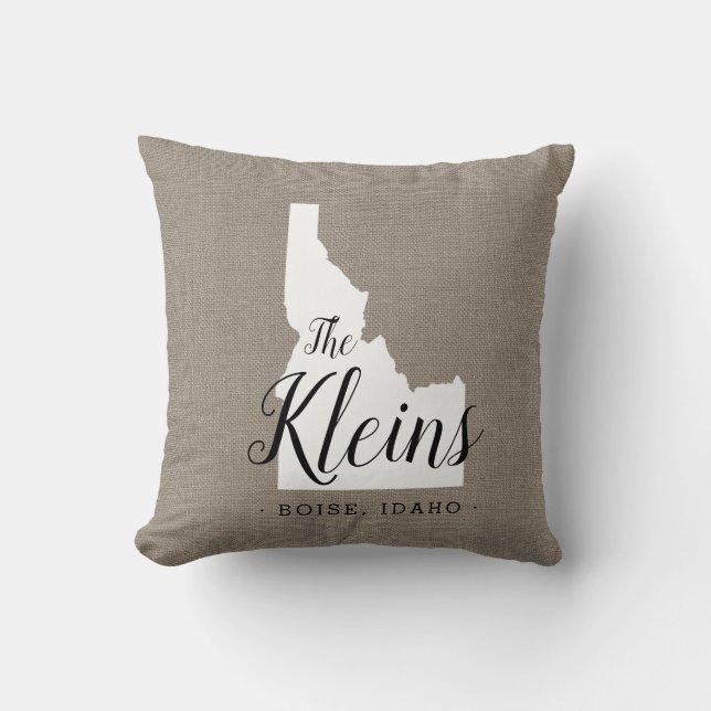 Idaho Family Monogram Staat Throw Pillow Kissen (Vorderseite)