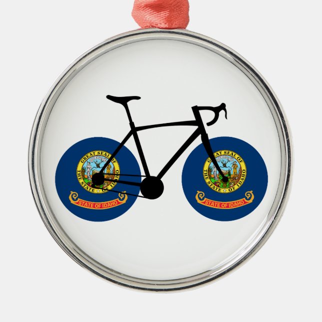 Idaho Flag Cycling Ornament Aus Metall (Vorne)