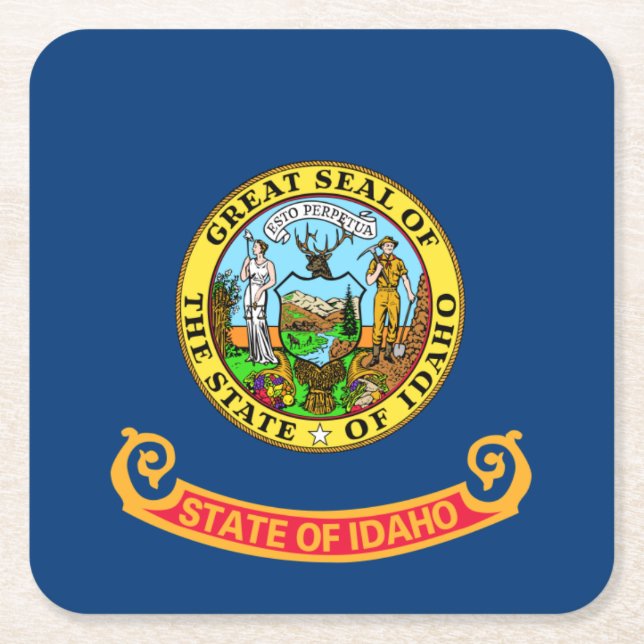 Idaho-Flagge: der Edelsteinstaat, Amerika Mountain Rechteckiger Pappuntersetzer (Vorderseite)