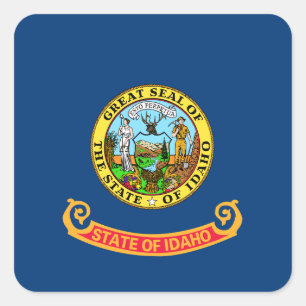 Idaho-Flagge: The Gem State, America Mountain West Quadratischer Aufkleber