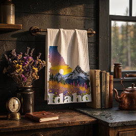 Idaho-Form mit Berg und Wildblumen Geschirrtuch
