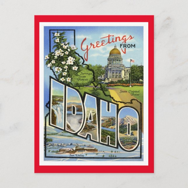Idaho Grußworte von US-Staaten Postkarte (Vorderseite)