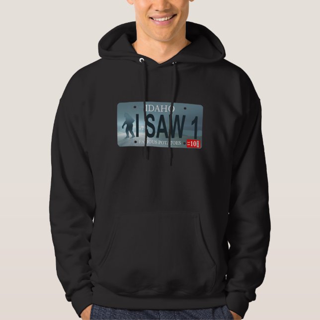 Idaho "I Saw 1" Sasquatch Lizenzschild Hoodie (Vorderseite)