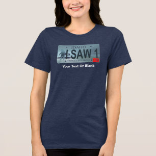 Idaho "Ich sah 1" Sasquatch Nummernschild Tri-Blend Shirt