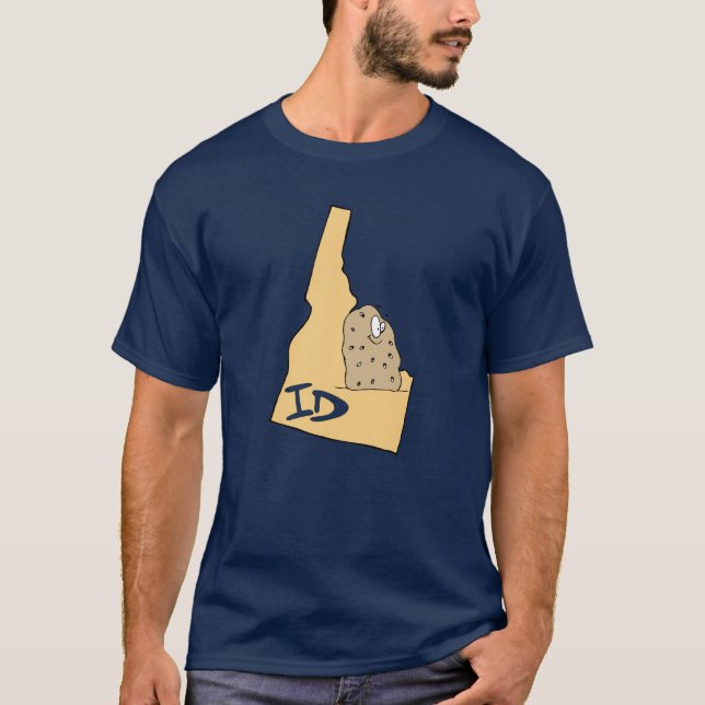 Idaho ID Map & Idaho Potato Spud Cartoon Motto Bab T-Shirt (Vorderseite)