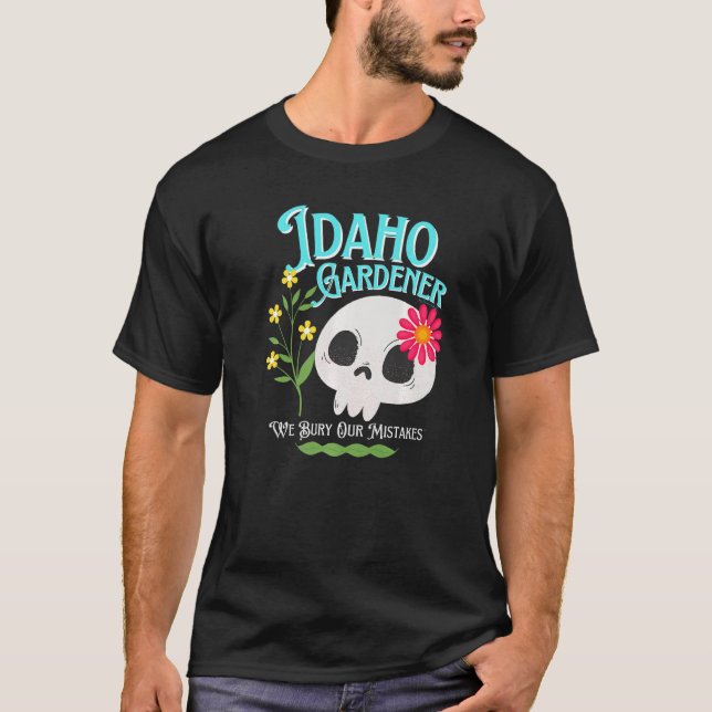 Idaho Id State Rebellious Gardener Cute Skull Flow T-Shirt (Vorderseite)