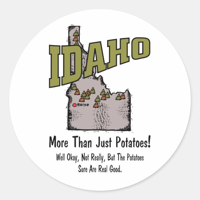Idaho ID US Motto ~ Mehr als nur Kartoffeln Runder Aufkleber (Vorderseite)