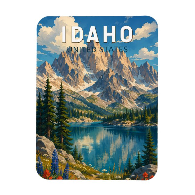 Idaho Illustration Reise Kunst Vintage Magnet (Vertikal)