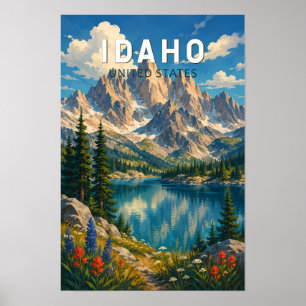 Idaho Illustration Reise Kunst Vintage Poster