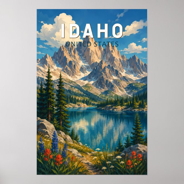 Idaho Illustration Reise Kunst Vintage Poster (Vorne)