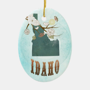 Idaho-Karte mit reizenden Vögeln Keramik Ornament