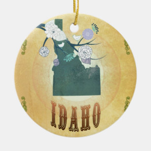Idaho-Karte mit reizenden Vögeln Keramikornament