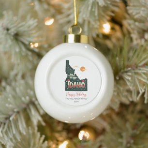 Idaho Map Happy Holidays Keramik Kugel-Ornament