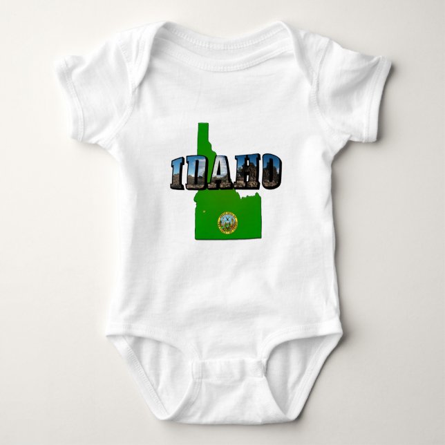 Idaho Map, Seal and Picture Text Baby Strampler (Vorderseite)