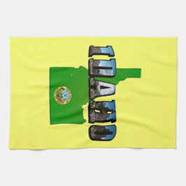 Idaho Map, Seal and Picture Text Handtuch
