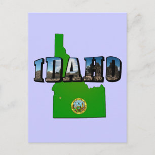 Idaho Map, Seal and Picture Text Postkarte