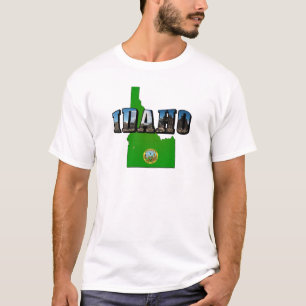 Idaho Map, Seal and Picture Text T-Shirt