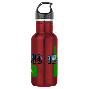 Idaho Map, Seal and Picture Text Trinkflasche