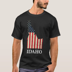 Idaho Map Staat American Flag 4. Juli Pride T-Shirt
