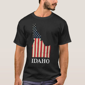 Idaho Map Staat American Flag 4. Juli Pride T-Shirt