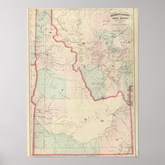 Idaho, Montana Western Portion Poster (Vorne)