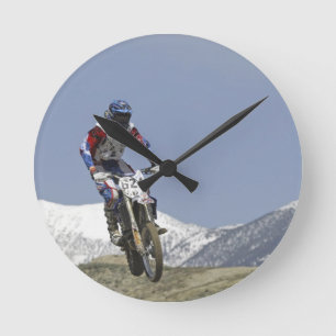 Idaho, Motocross Racing, Motorcycle Racing Runde Wanduhr