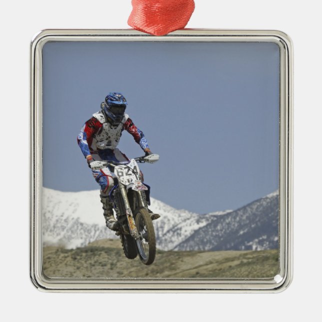 Idaho, Motocross Racing, Motorradfahren Silbernes Ornament (Vorne)