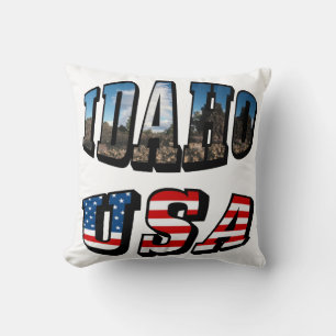 Idaho Picture Staat and Flag USA Text Kissen