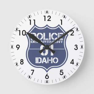Idaho-Polizeidienststelle-Schild 01 Runde Wanduhr