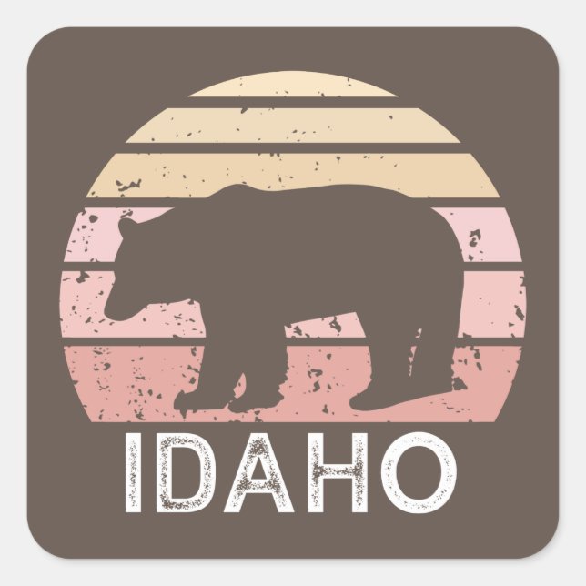 Idaho Retro Bear Quadratischer Aufkleber (Vorderseite)
