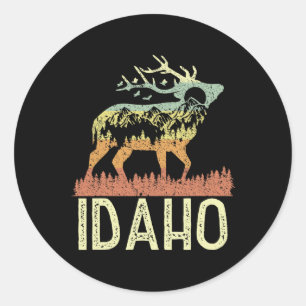 Idaho Retro Berg Vintage-Elch Wandern Männer Fraue Runder Aufkleber
