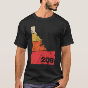 Idaho Retro Lokale Karte Herz Gebietscode 208 T-Shirt