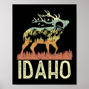 Idaho Retro Mountain Vintage-Elch-Wanderung Männer Poster