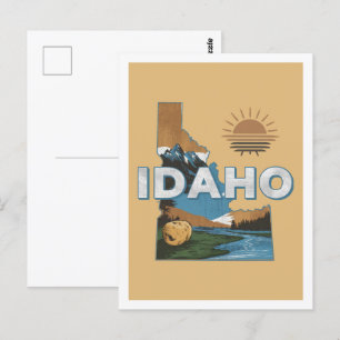 Idaho Retro-Reise-Design ikonischer US-Bundesstaat Postkarte