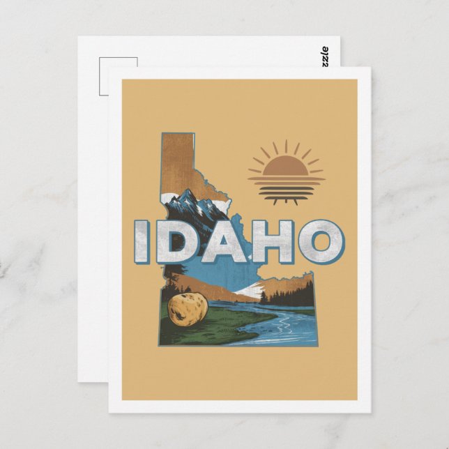 Idaho Retro Reisedesign Iconic Staaten Postkarte (Vorne/Hinten)